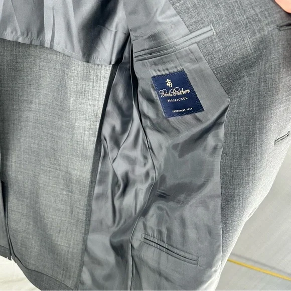 NWT Brooks Brothers Mens Suit Jacket Blazer Charcoal Gray Wool 3-Button 40S $598 - Picture 3 of 8